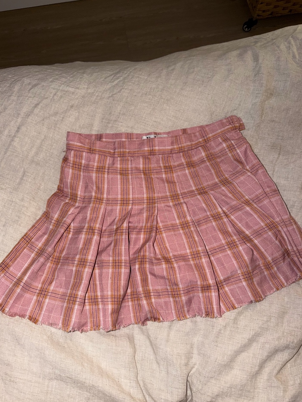 Pink Plaid Pleated Mini Skirt - Women's Skirt